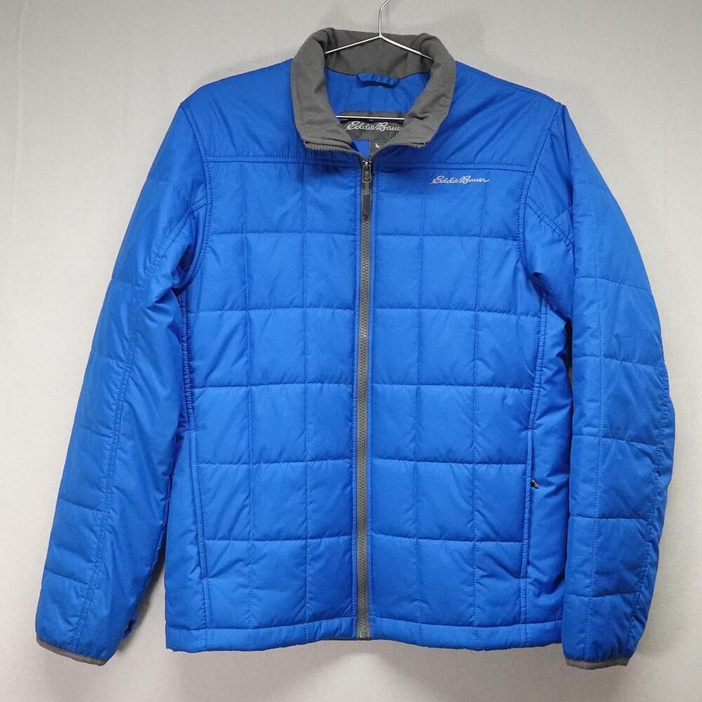 Eddie Bauer Jacket Mens Small Blue Quilted Insulated Full Zip Lightweight Puffer